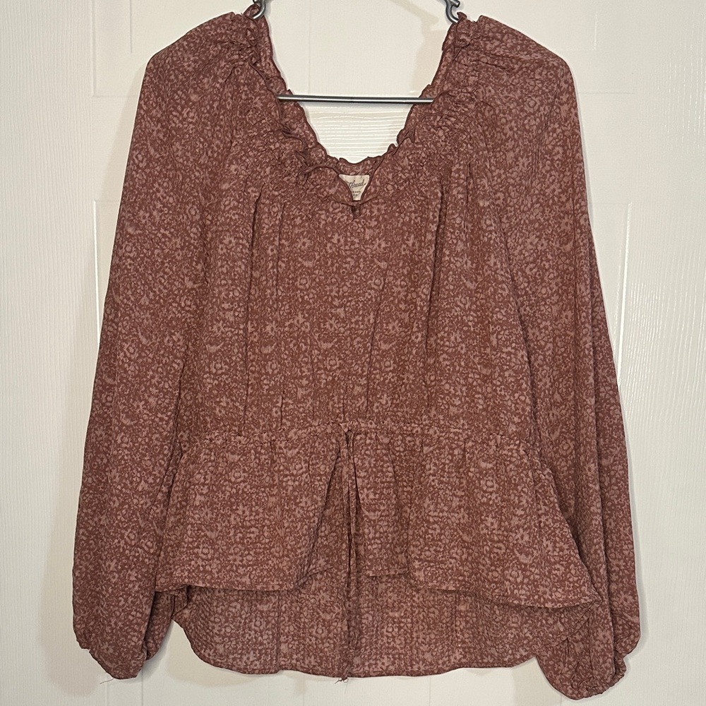 NWT Universal Thread Patterned Pink & Cream Blous… - image 1